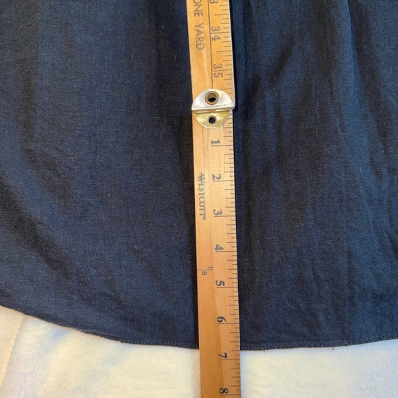 Madewell Lucie Black Smocked Square Neck Flutter Sleeve Linen Blend Midi Dress L - Picture 10 of 11